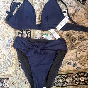 NWT J. Crew Navy Tie-Front Bikini Set Size Small